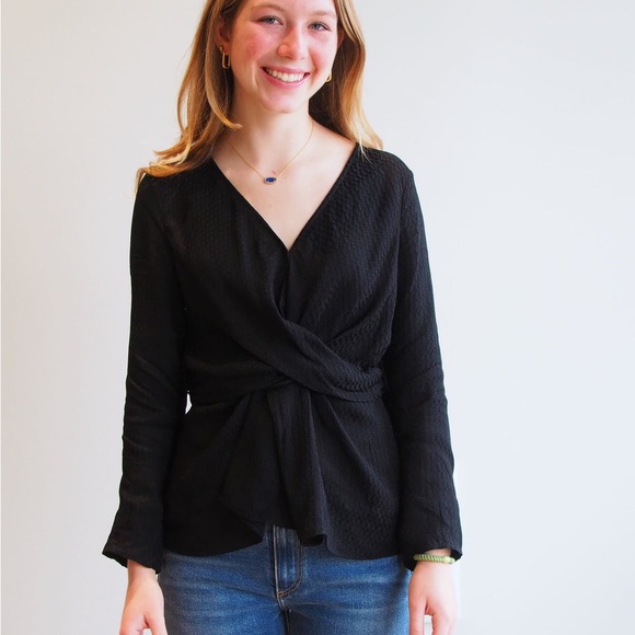 Tree And Horse Garden megara black deep v neck blouse - Picture 12 of 15